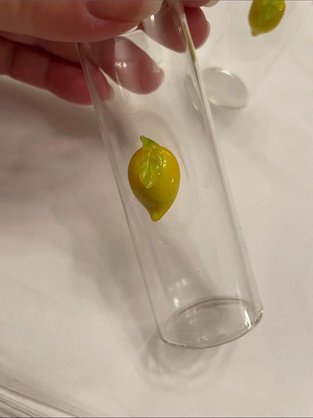 Set of 5 Clear Glass Shot Glasses with Yellow Lemon Accent